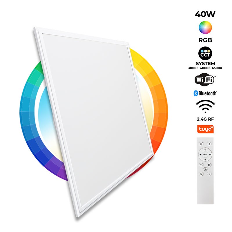 Panneau LED encastré WIFI SMART RGB / RGBW + CCT - 60x60 cm - 40W