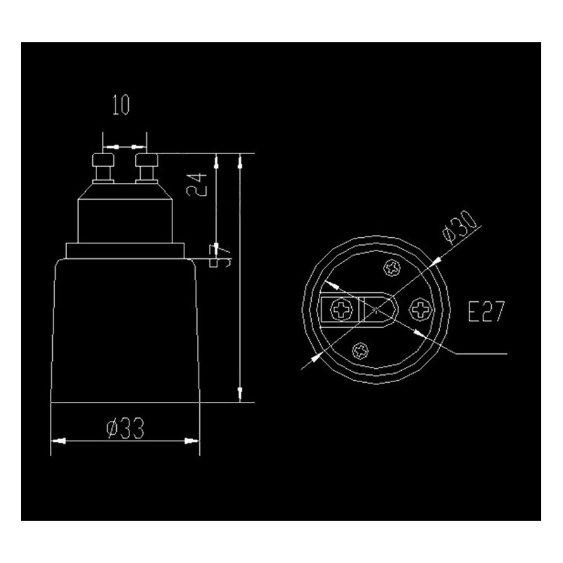 Adaptateur douille base GU10 vers vis E27