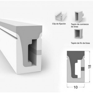 Gaine en silicone flexible 10x18mm pour transformer un ruban LED en néon (5 mètres)