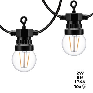 Guirlande lumineuse LED 10 ampoules intégrées - 8 mètres