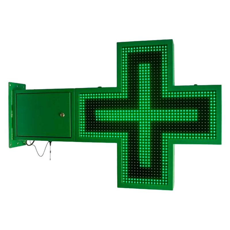 Croix de pharmacie LED verte monochrome programmable P16 - Extérieur