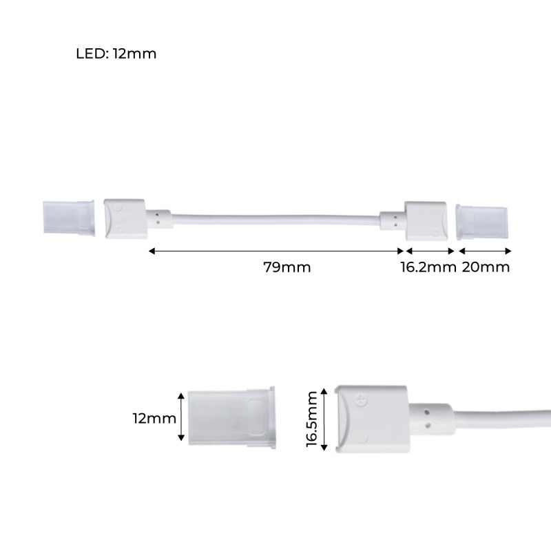 Connecteur initial étanche pour ruban LED 10mm - 2 pins - IP68