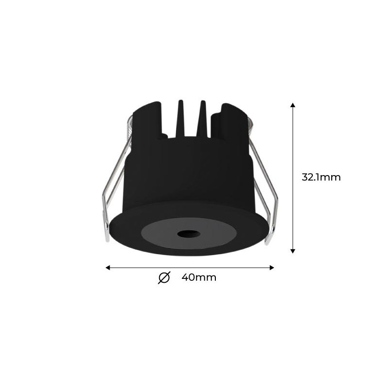 Mini spot LED encastrable 3W (Eq. 24W) 4200K chrome Diam.40mm Haut 25mm