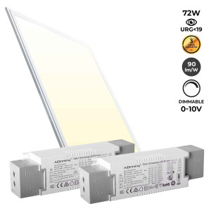 Panneau LED encastrable 120x60cm - 0-10V dimmable - 72W - 6500lm - UGR19