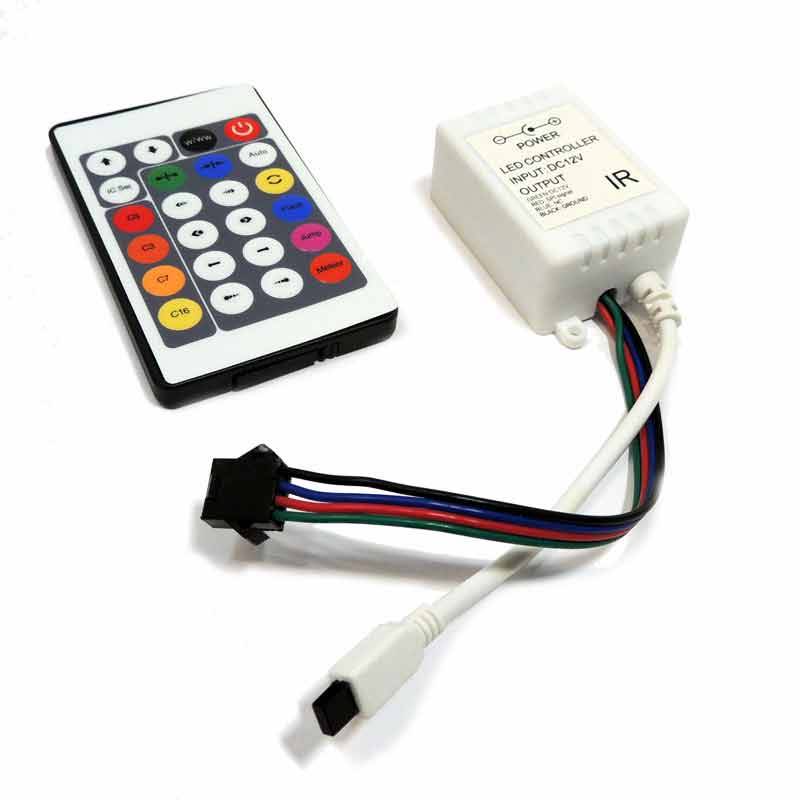 Contrôleur Ruban LED IC 7,5/24V-DC 8A + télécommande IR 24 touches