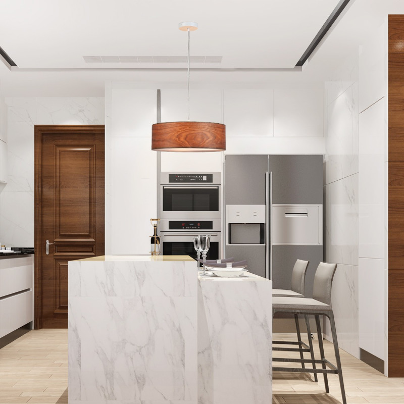 Suspension avec abat-jour couleur bois Suspension avec abat-jour couleur bois