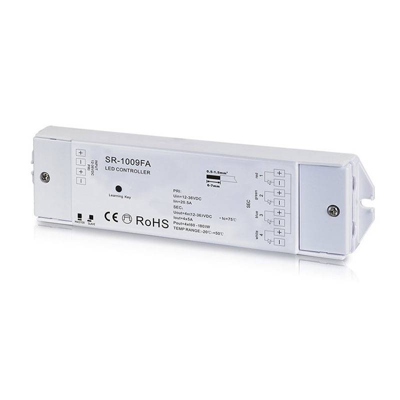Variateur LED RGBW 12-36V-DC (4 canaux, 5A/canal) récepteur RF