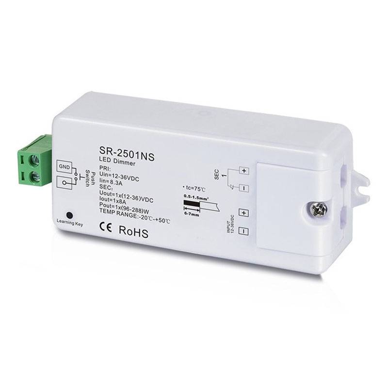 Variateur 12V / 36V-DC, 1 canal 8A, récepteur RF, 1 zone de contrôle