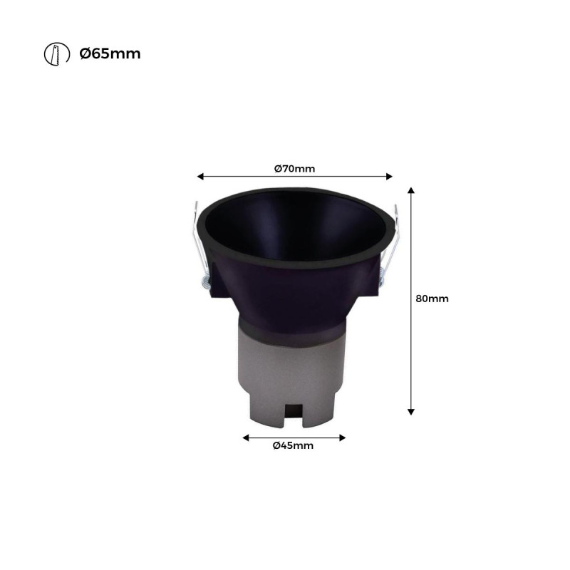 Spot noir dimensions : Ø 70 x 77 mm Spot noir dimensions : Ø 70 x 77 mm