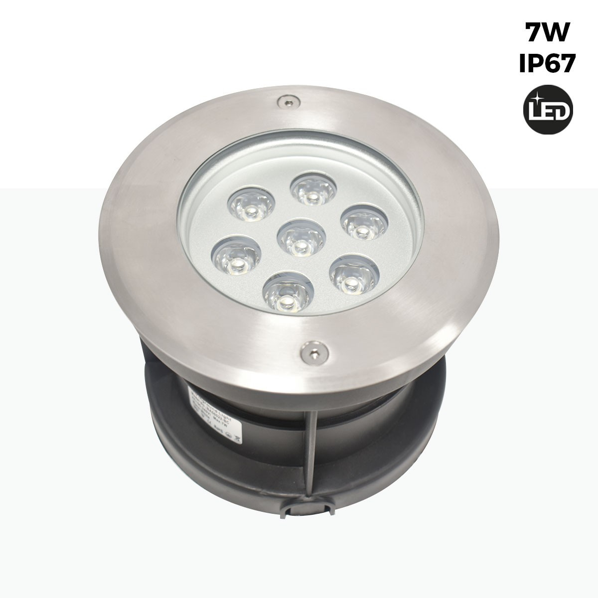 Kit 6 spots LED encastrés au sol 0,3W 12V-DC IP67 - Blanc Chaud