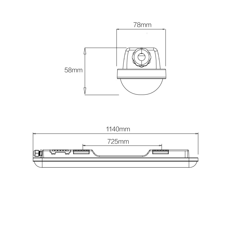 Luminaire LED étanche 36 W ultra résistant à angle de 120°