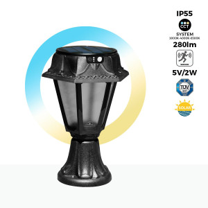 Lanterne de pied solaire "MINILOT/ROSETTA" avec capteur PIR - 3 modes de fonctionnement - CCT