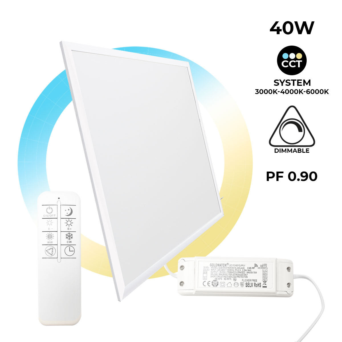 Panneau LED 60x60 cm 40W 5200lm Dimmable High Lumen 3000K Dimmable Dali Panneau LED 60x60 cm 40W 5200lm Dimmable High Lumen 3000K Dimmable Dali