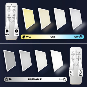 Panneau LED plat CCT dimmable avec télécommande