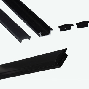 Profilé encastré en aluminium pour bande LED avec diffuseur en noir