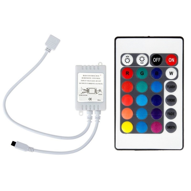 Contrôleur RGB 12V 6A avec télécommande IR 24 touches