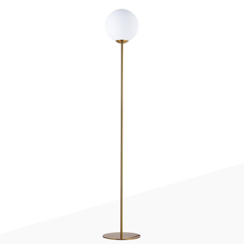 Lampadaire "BAILEY" avec sphère en verre opale - E27 - Inspiration "FLOS IC F1"