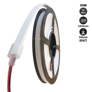 Néon LED flexible 24V/DC 4x10mm - 5 mètres - Kit complet - IP67 - 11W/m - À courbure latérale