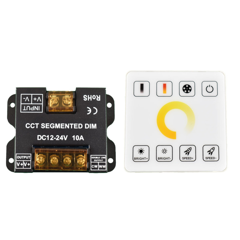 Contrôleur CCT Dual White pour bandes LED avec panneau tactile RF - 5-24V/DC