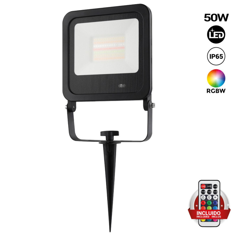 Projecteur LED RGBW avec télécommande - IP65 - 120º- 50W