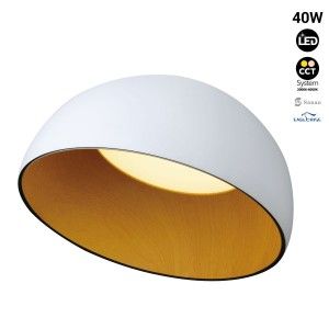 Plafonnier LED blanc incliné "Mulen" - Effet bois - CCT - 40W