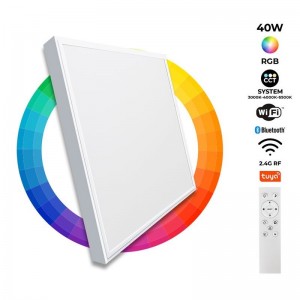 Panneau LED en saillie WIFI SMART RGB / RGBW + CCT - 60x60 cm - 40W - Avec kit de montage