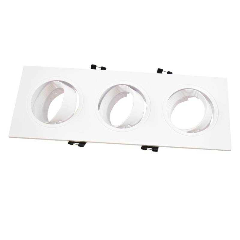 Support de spot rond triple blanc orientable Support de spot rond triple blanc orientable