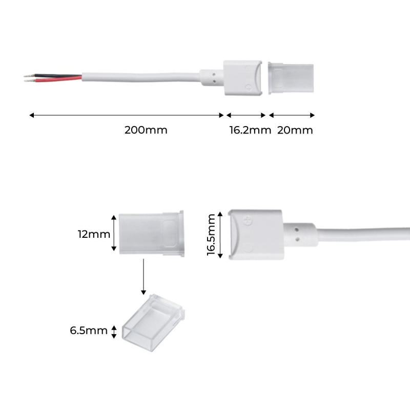 10pcs Connecteur de Bande LED à 2 Broches Cable d'extension 2 pin LED Strip  Ruban LED Connecteur d'angle pour imperméable Bande LED Monochrome SMD