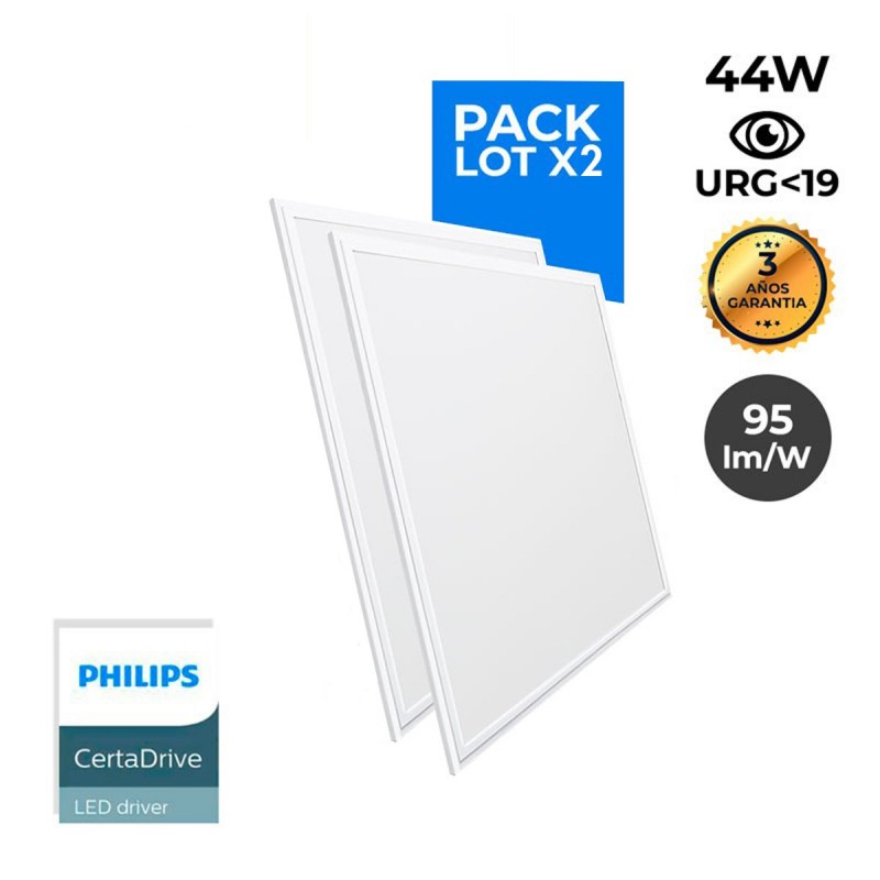 Pack de 2 panneaux LED slim 60X60 cm - Driver Philips