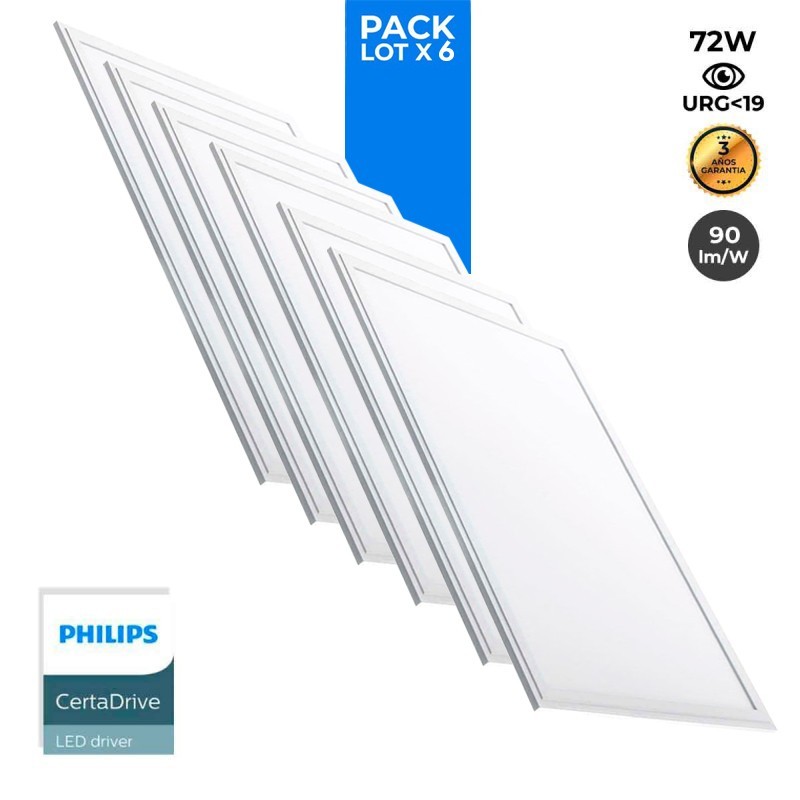 Pack de 6 panneaux LED slim 120X60cm