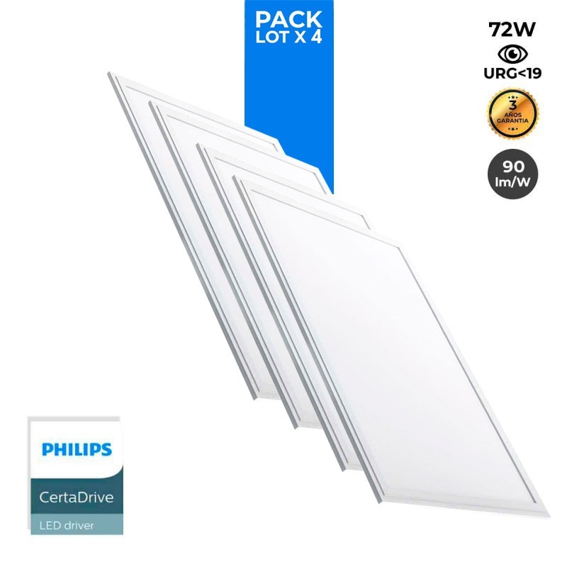 Pack de 4 panneaux LED slim 120X60cm - Driver PHILIPS - 72W - UGR19