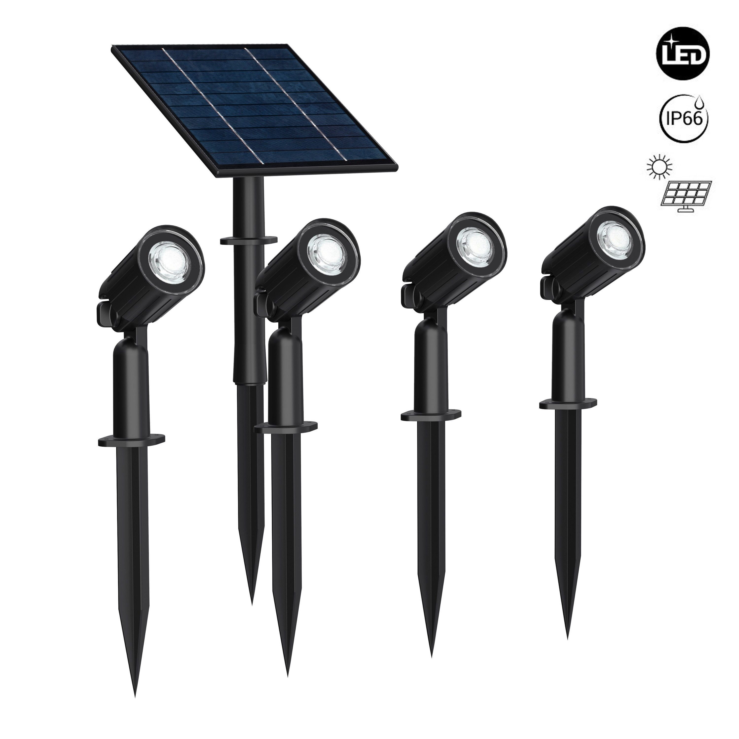 [Pack] Lampe d'extérieur solaire avec piquet et quatre LED de haute qualité