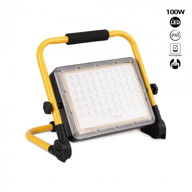 Projecteur LED 100W pour chantier portable - IP65 - 6000K