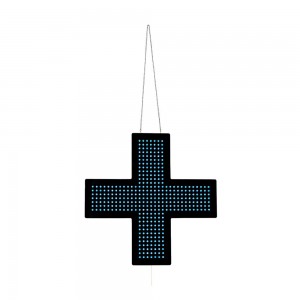 Croix de vétérinaire LED monochrome bleue - 60x60cm - Simple face - IP20