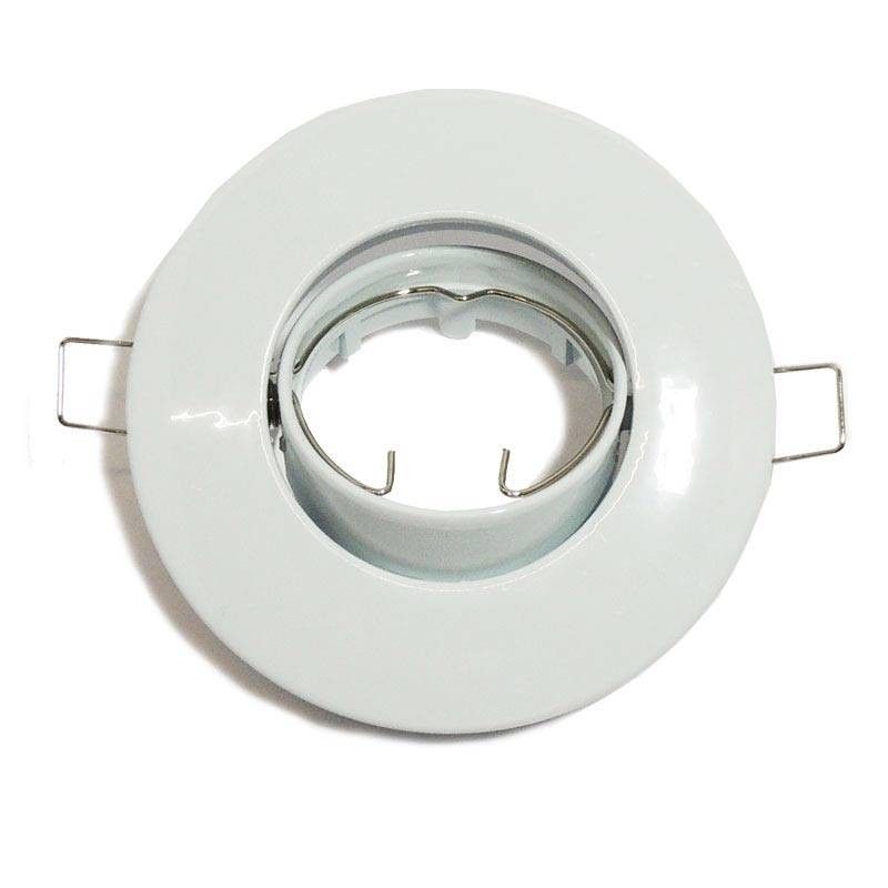 Support spot encastrable rond basculant pour dichroïque LED, Ø80/102mm. Couleur Blanc