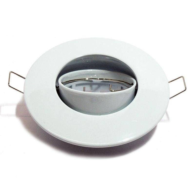 Support spot encastrable rond basculant GU10, Ø80/102mm. Couleur Blanc Support spot encastrable rond basculant GU10, Ø80/102mm. Couleur Blanc