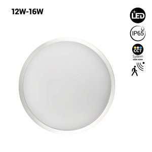 Plafonnier LED étanche avec capteur - CCT - Puissance réglable 12W-16W - Ø30cm - IP65