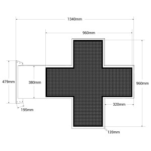 Croix type pharmacie LED RGB multicolore programmable P6 - Extérieur