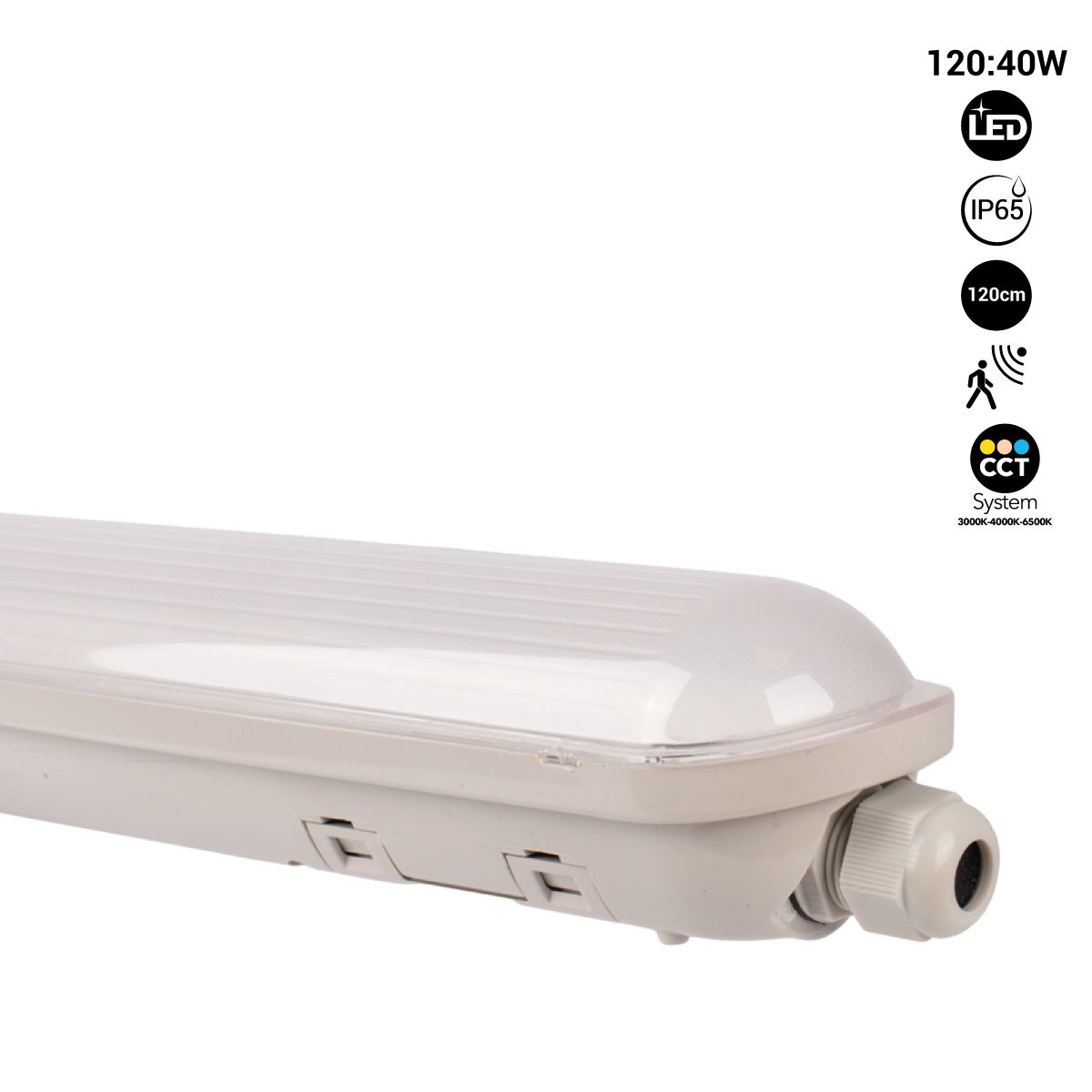 Reglette Led Avec Detecteur De Mouvement Réglette LED étanche CCT connectable avec capteur de mouvement - 120cm - 40W - IP65