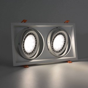 Cardan Aluminium pour deux ampoules QR111 LED Basculable