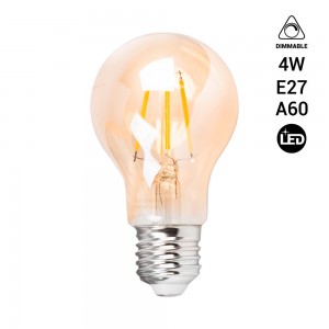 Ampoule LED filament E27 A60 ambrée vintage - Dimmable - 4W