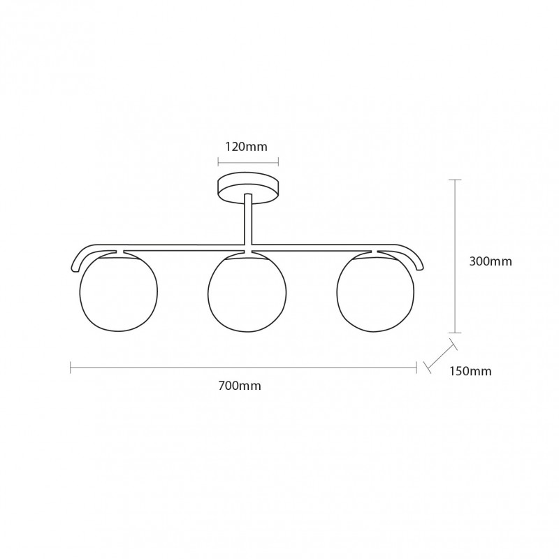 Plafonnier triple globe en verre et laiton TALÍ - Inspiration FLOS IC