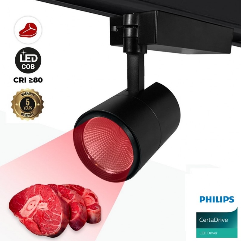 Projecteur LED sur rail monophasé spécial boucherie - Driver intégré Philips CertaDrive- LED COB - 40W