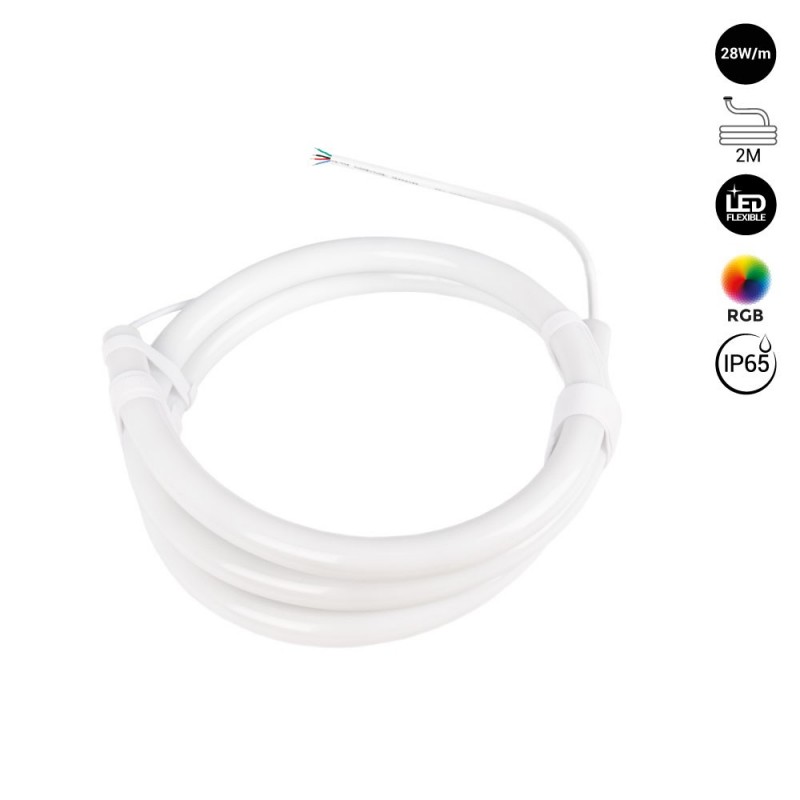 Néon LED flexible circulaire à 360º RGB - Ø22mm - 2 mètres - 24V DC- 240Ch/m - 28W/m - IP65