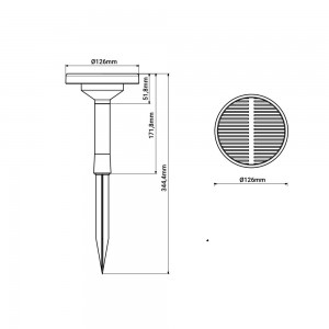 Pack x 2 - Spot solaire LED extérieur sur piquet - 1W (2x0,5W) - IP65