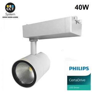 Projecteur LED sur rail monophasé CCT 40W - Driver PHILIPS - 3600lm