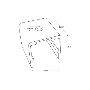 Embout de début/finition noir pour gaine flexible en silicone 16x16mm -  WOS1616