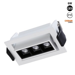 Spot LED encastrable linéaire 6W - Orientable - UGR18 - CRI90 - Puce OSRAM - 2800K