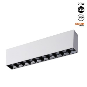 Spot LED linéaire de surface blanc - 20W - UGR18 - IRC90 - OSRAM Chip