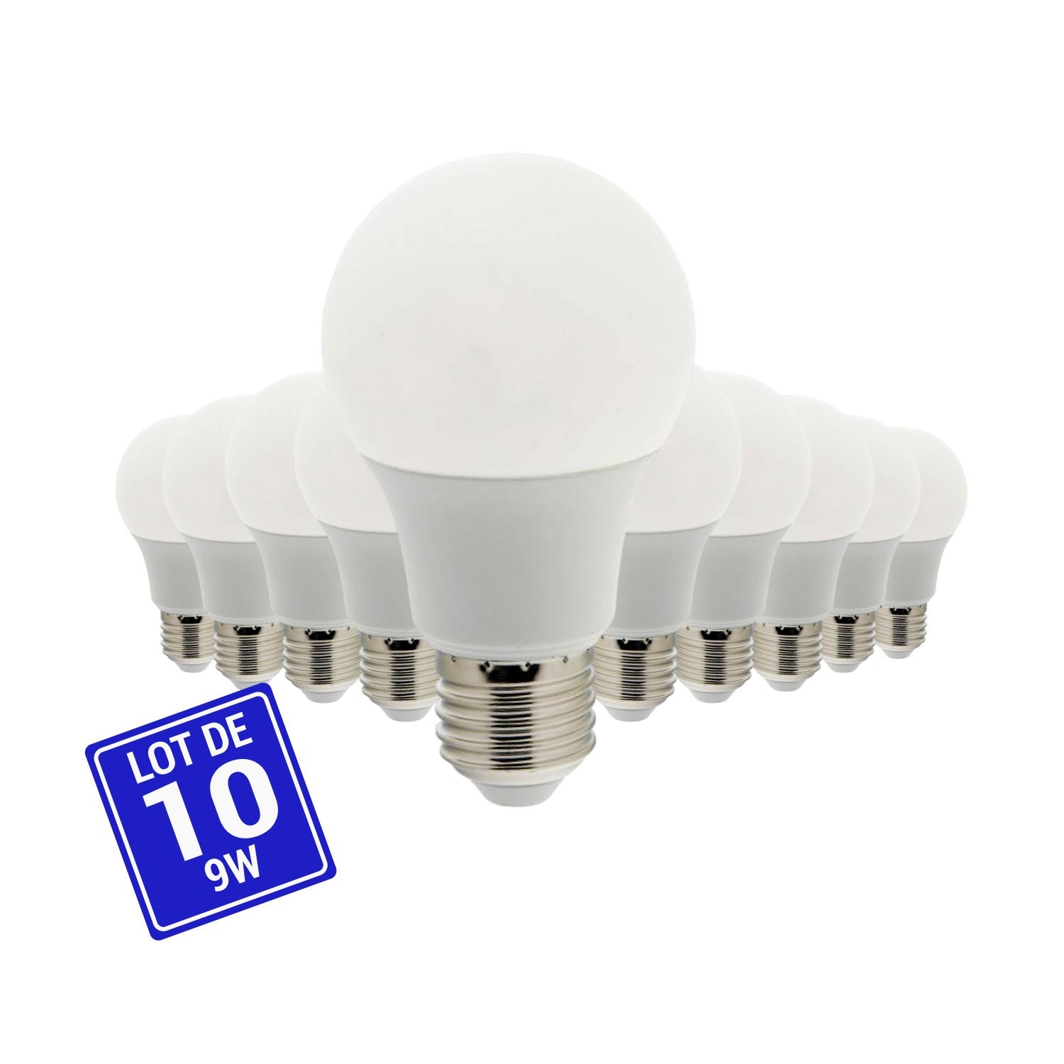 Pack x 10 - Ampoule LED E27 A60 - 9W